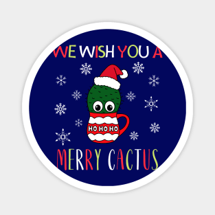 We Wish You A Merry Cactus - Small Cactus With A Santa Hat In A Christmas Mug Magnet